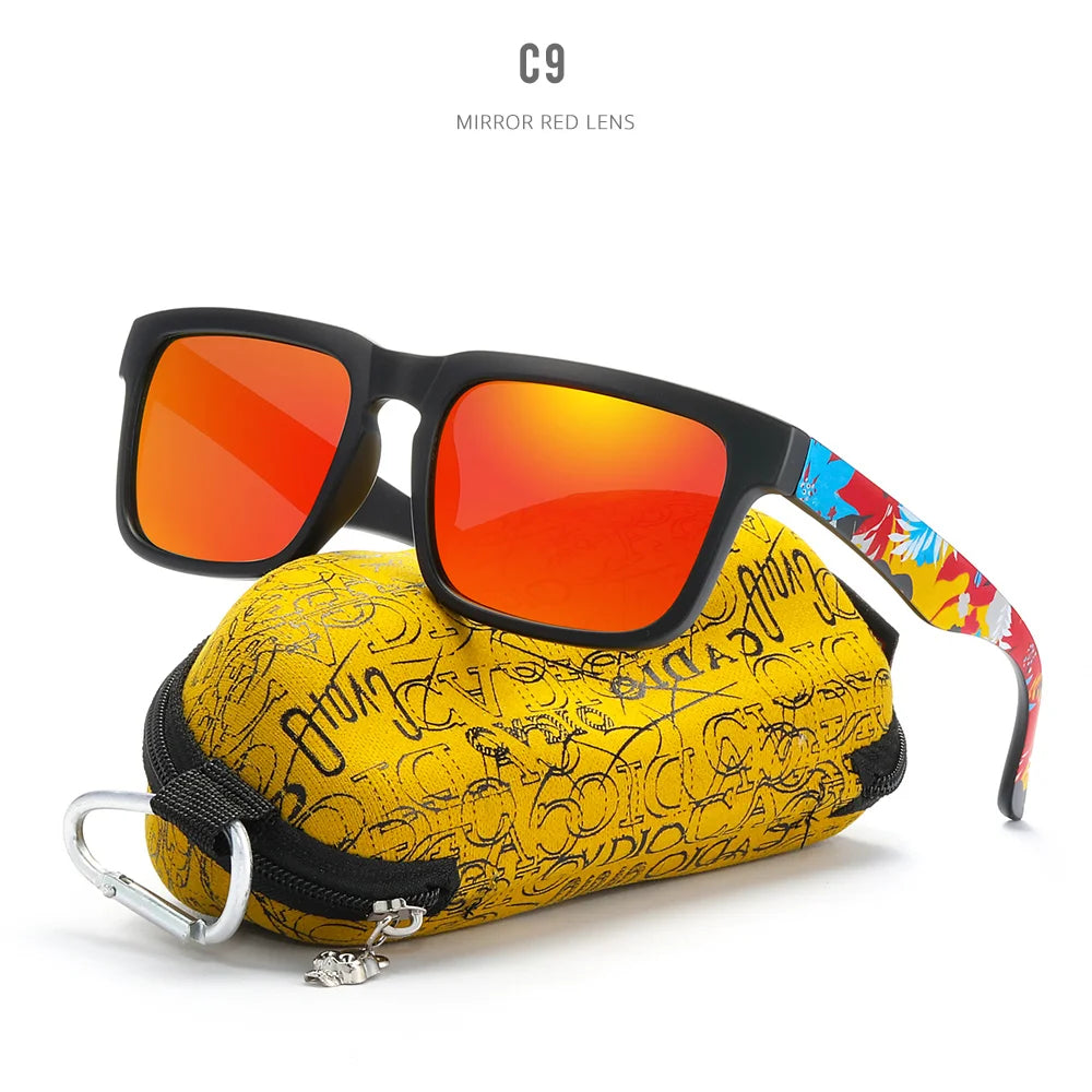 KDEAM Eye-catching Function Polarized Sunglasses For Men Matte Black Frame Fit. Painting Temples Play-Cool Sun Glasses With Case