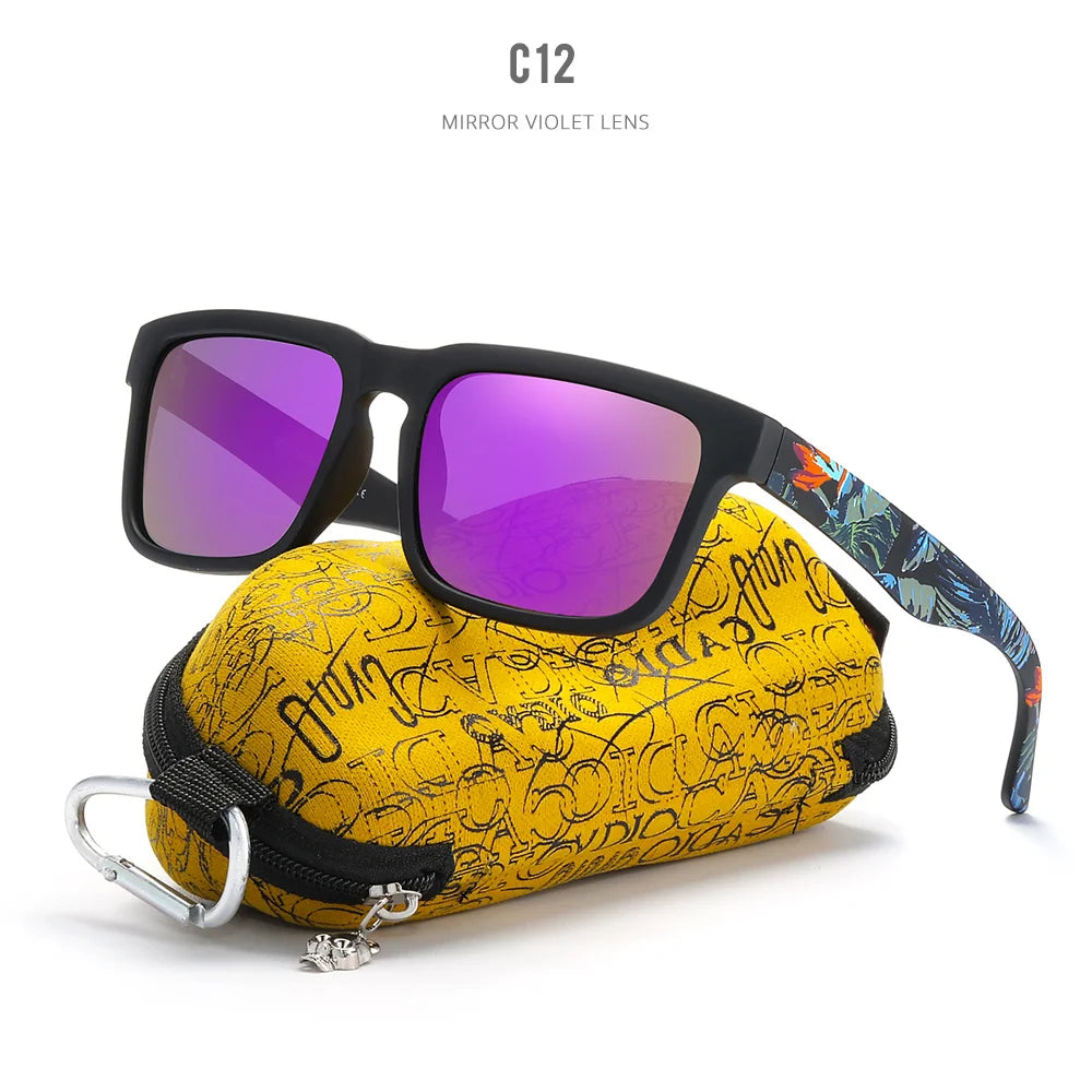 KDEAM Eye-catching Function Polarized Sunglasses For Men Matte Black Frame Fit. Painting Temples Play-Cool Sun Glasses With Case