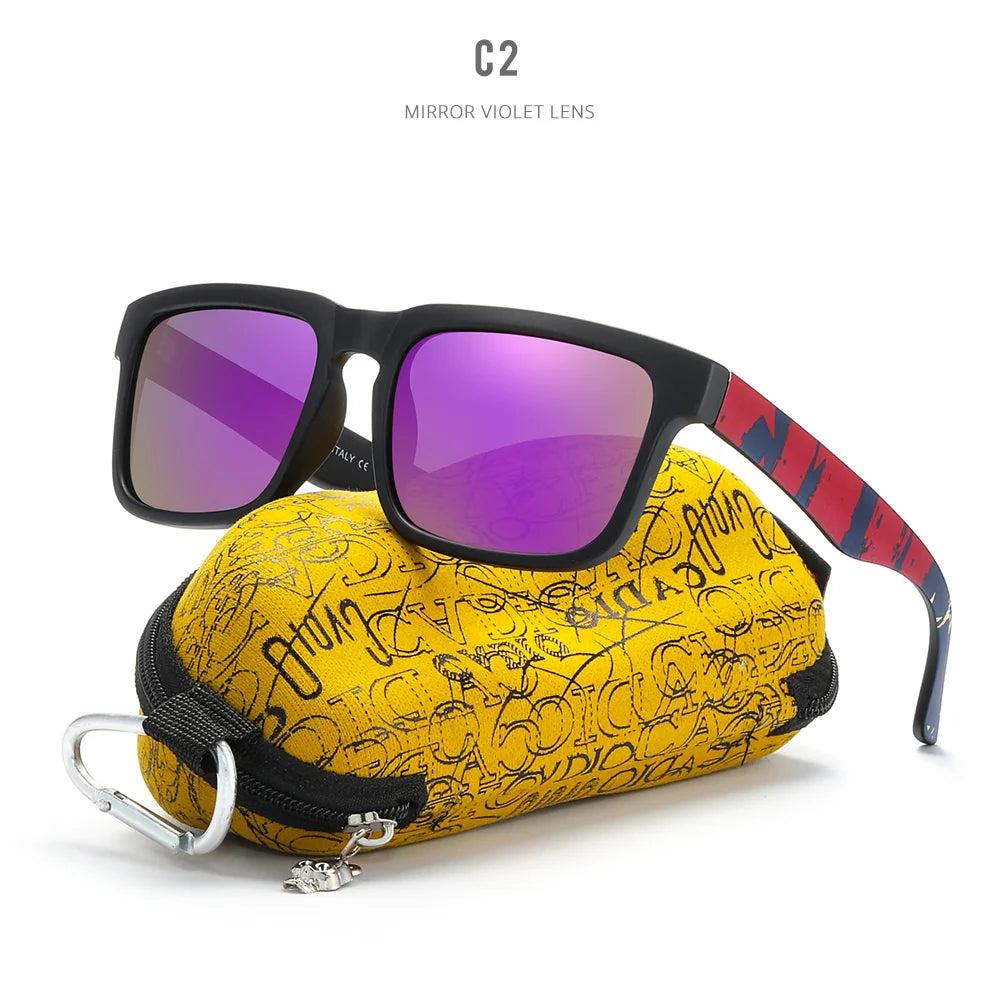 KDEAM Eye-catching Function Polarized Sunglasses For Men Matte Black Frame Fit. Painting Temples Play-Cool Sun Glasses With Case