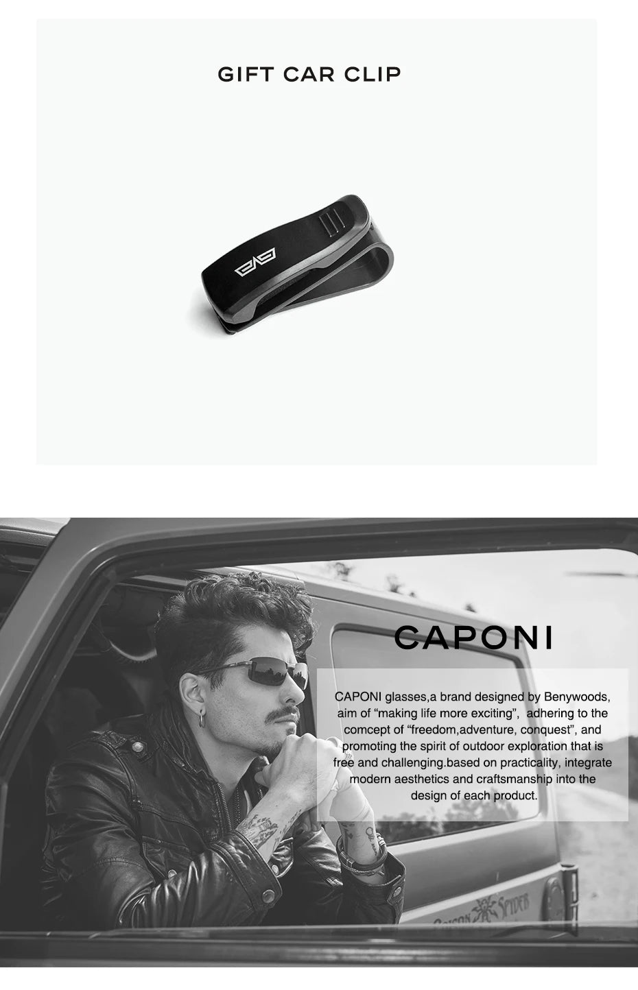 CAPONI Photochromic Men's Sunglasses Polarized Classic Brand Design Anti Ray Shades Driving Square Sun Glasses Men UV400 BS8724