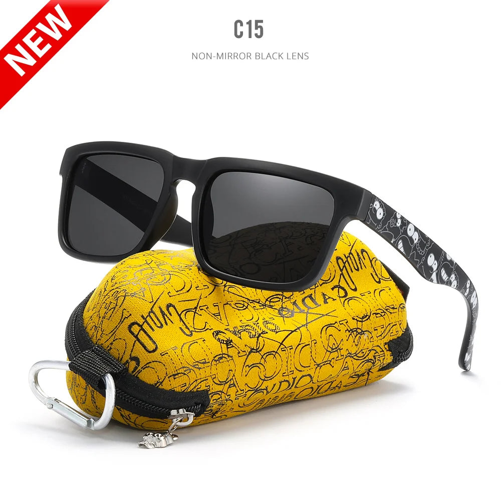 KDEAM Eye-catching Function Polarized Sunglasses For Men Matte Black Frame Fit. Painting Temples Play-Cool Sun Glasses With Case