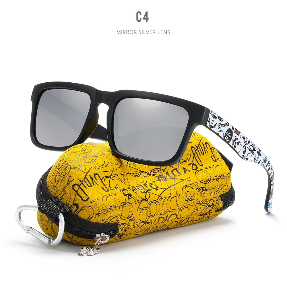 KDEAM Eye-catching Function Polarized Sunglasses For Men Matte Black Frame Fit. Painting Temples Play-Cool Sun Glasses With Case