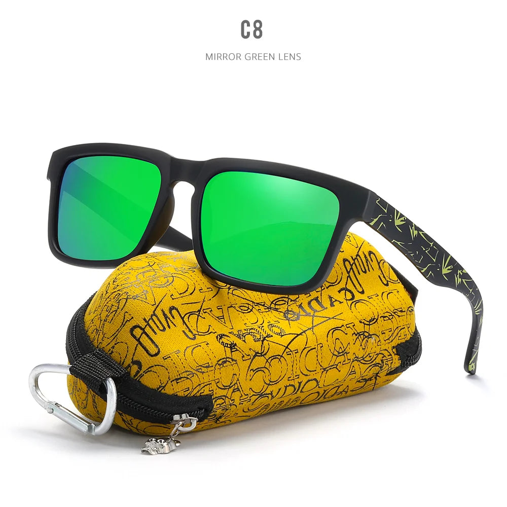 KDEAM Eye-catching Function Polarized Sunglasses For Men Matte Black Frame Fit. Painting Temples Play-Cool Sun Glasses With Case