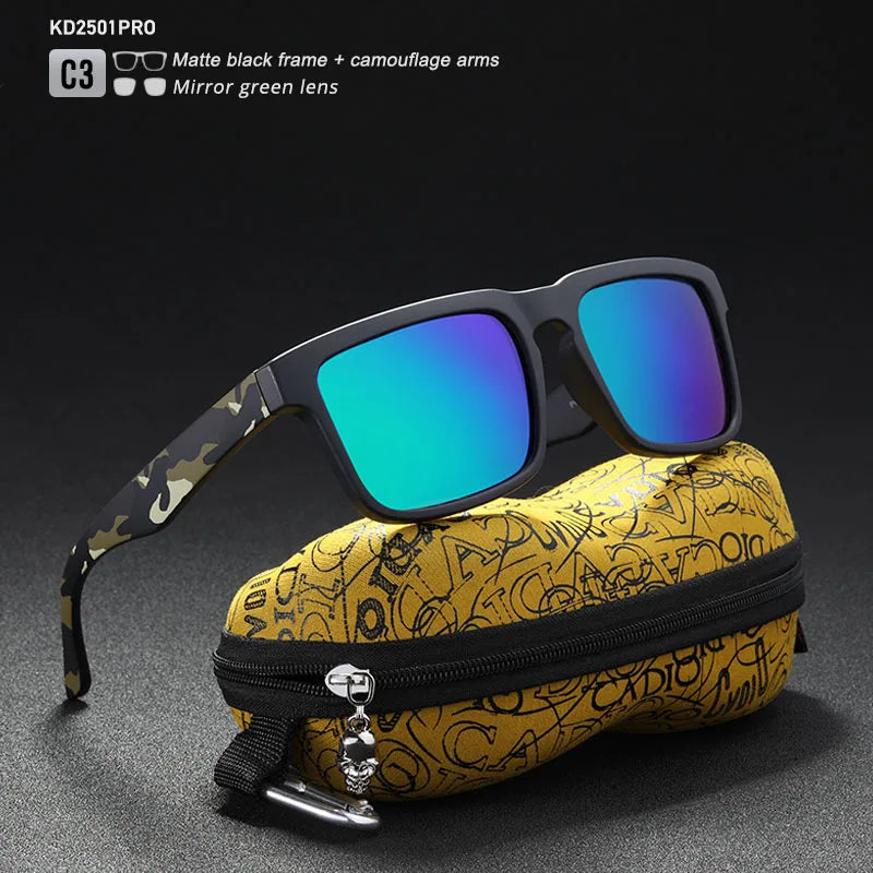 KDEAM Eye-catching Function Polarized Sunglasses For Men Matte Black Frame Fit. Painting Temples Play-Cool Sun Glasses With Case