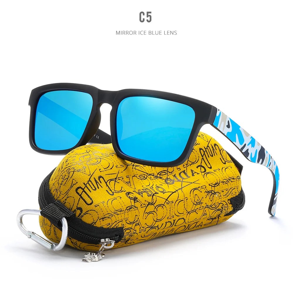 KDEAM Eye-catching Function Polarized Sunglasses For Men Matte Black Frame Fit. Painting Temples Play-Cool Sun Glasses With Case