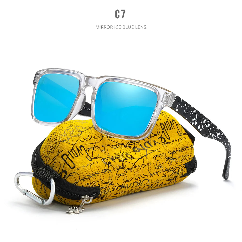 KDEAM Eye-catching Function Polarized Sunglasses For Men Matte Black Frame Fit. Painting Temples Play-Cool Sun Glasses With Case