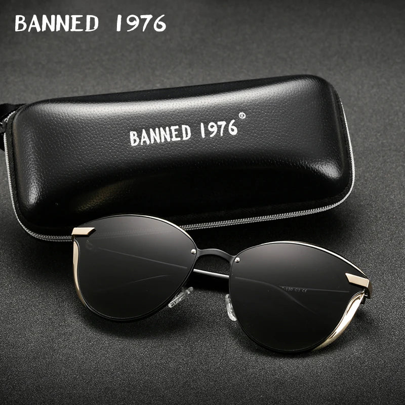 BANNED 1976 Luxury Women Sunglasses Fashion Round Ladies Vintage Retro Brand Designer Oversized Female Sun Glasses Oculos Gafas