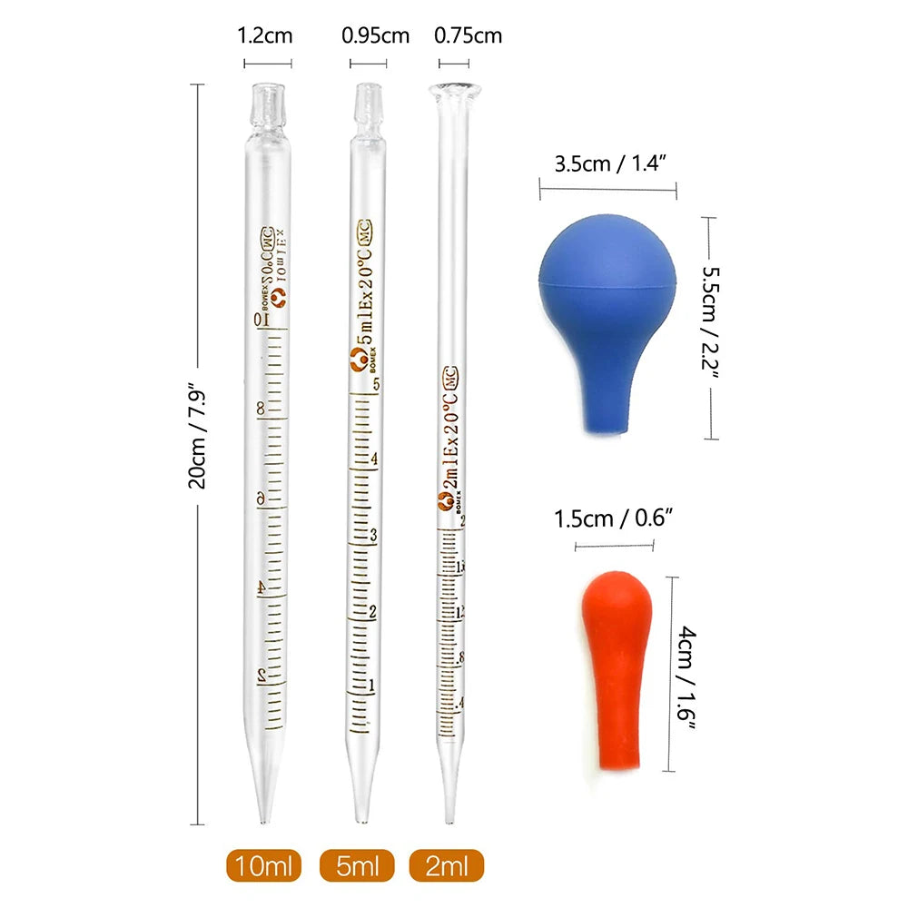 3 Pieces 10ml 5ml 2ml Glass Graduated Pipettes Transfer Dropper For Liquid Essential Oil Fluid And Liquid Pipettors