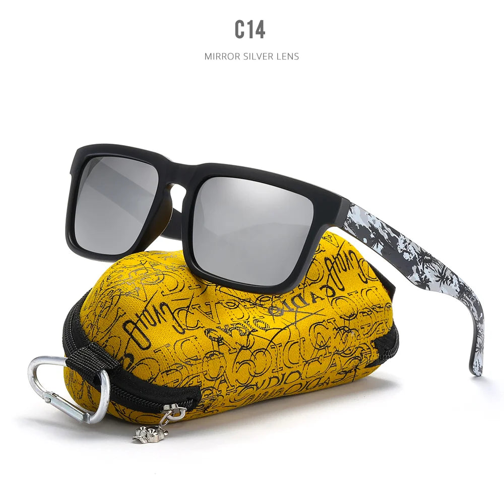 KDEAM Eye-catching Function Polarized Sunglasses For Men Matte Black Frame Fit. Painting Temples Play-Cool Sun Glasses With Case