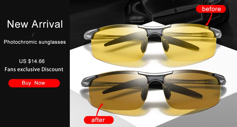 2026 Aluminum Magnesium Men Sunglasses Polarized Sports Driving Night Vision Goggles Sunglass Fishing UV400 Rimless Sun Glasses