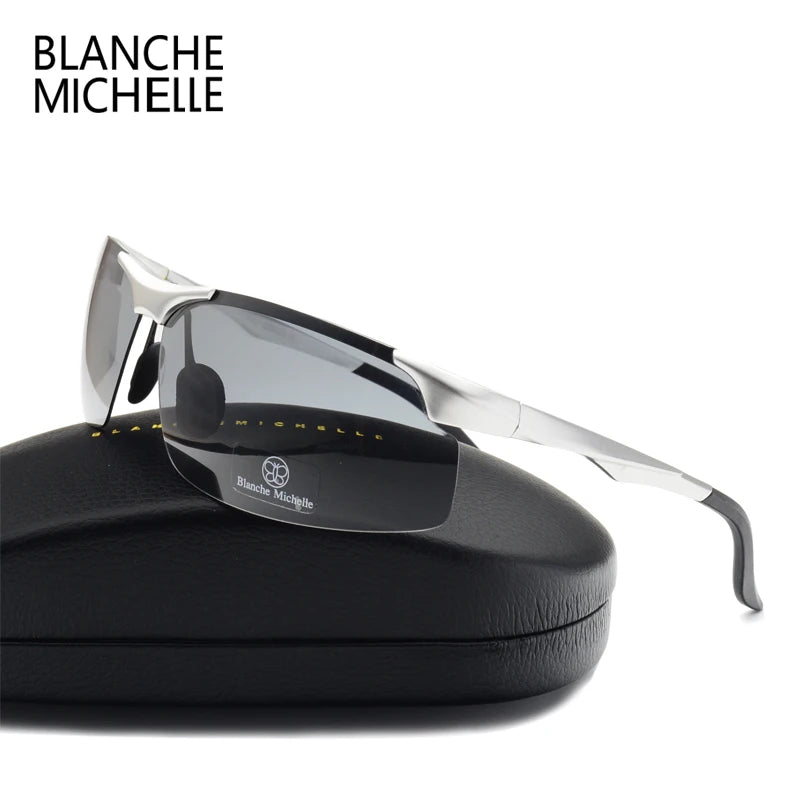 2026 Aluminum Magnesium Men Sunglasses Polarized Sports Driving Night Vision Goggles Sunglass Fishing UV400 Rimless Sun Glasses