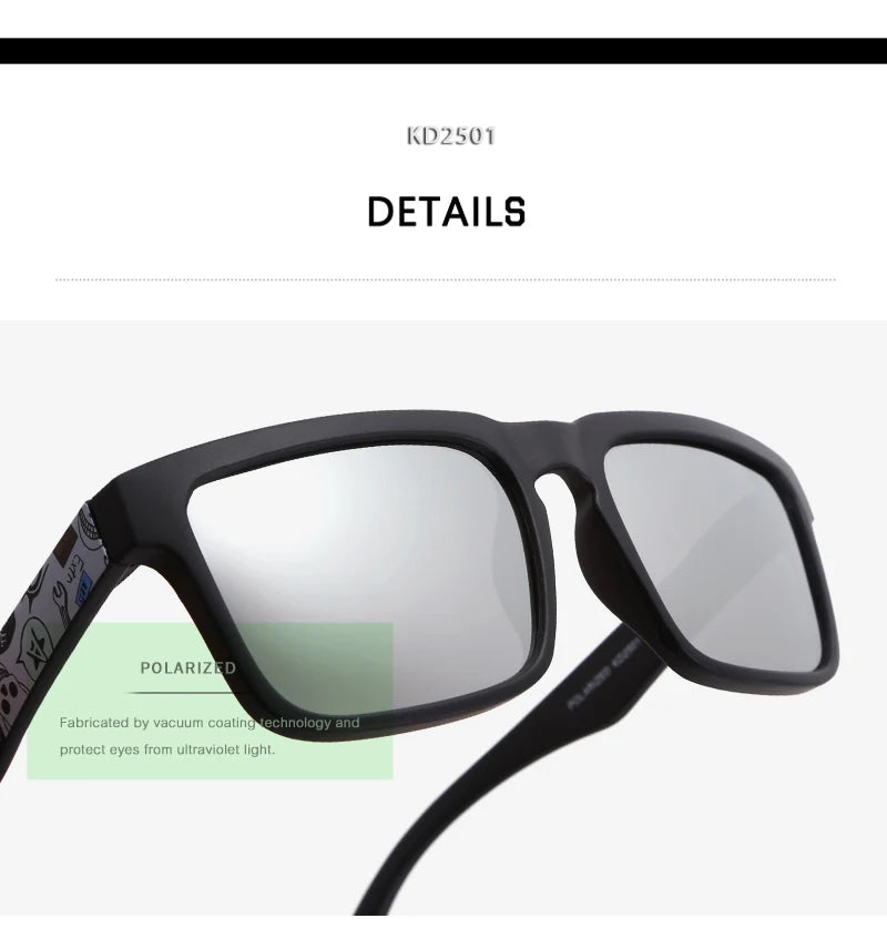KDEAM Eye-catching Function Polarized Sunglasses For Men Matte Black Frame Fit. Painting Temples Play-Cool Sun Glasses With Case