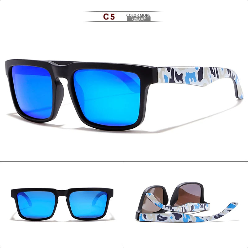 KDEAM Eye-catching Function Polarized Sunglasses For Men Matte Black Frame Fit. Painting Temples Play-Cool Sun Glasses With Case