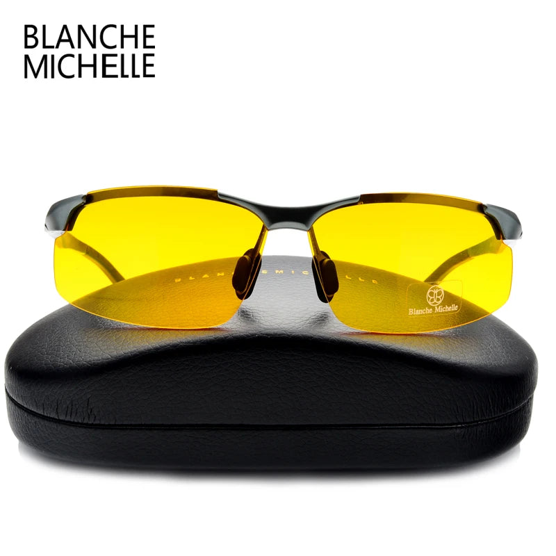 2026 Aluminum Magnesium Men Sunglasses Polarized Sports Driving Night Vision Goggles Sunglass Fishing UV400 Rimless Sun Glasses