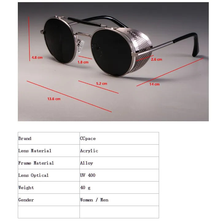 zml14 Retro Round Metal Sunglasses Steampunk Men Women Brand Designer Glasses Oculos De Sol Shades UV Protection