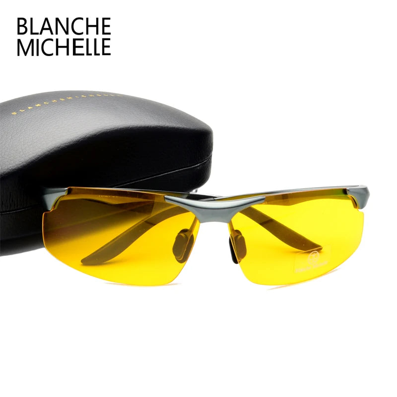 2026 Aluminum Magnesium Men Sunglasses Polarized Sports Driving Night Vision Goggles Sunglass Fishing UV400 Rimless Sun Glasses