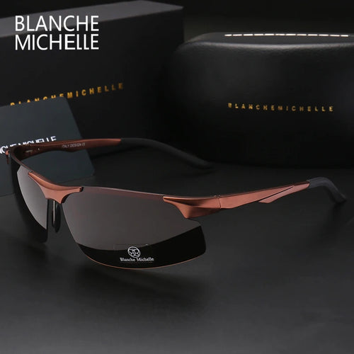 2026 Aluminum Magnesium Men Sunglasses Polarized Sports Driving Night Vision Goggles Sunglass Fishing UV400 Rimless Sun Glasses