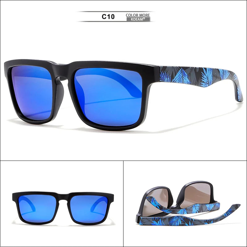 KDEAM Eye-catching Function Polarized Sunglasses For Men Matte Black Frame Fit. Painting Temples Play-Cool Sun Glasses With Case
