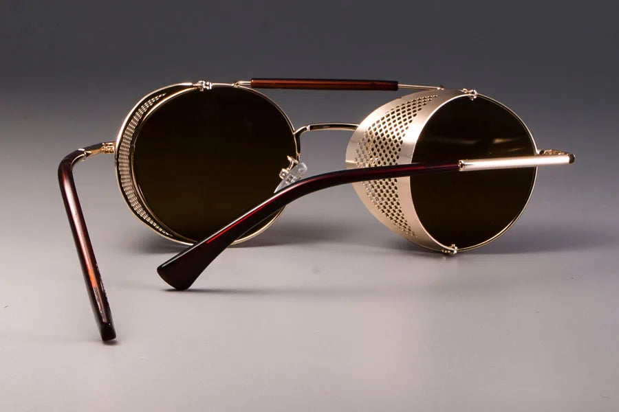 zml14 Retro Round Metal Sunglasses Steampunk Men Women Brand Designer Glasses Oculos De Sol Shades UV Protection