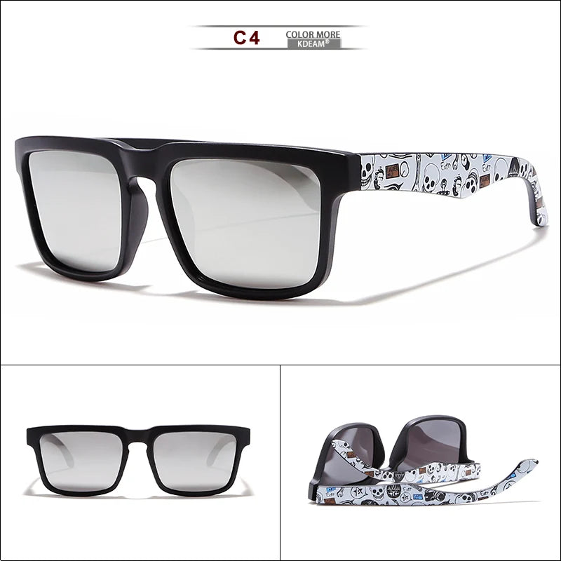 KDEAM Eye-catching Function Polarized Sunglasses For Men Matte Black Frame Fit. Painting Temples Play-Cool Sun Glasses With Case