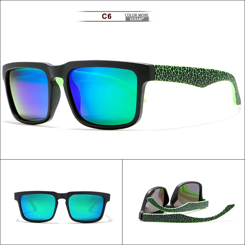 KDEAM Eye-catching Function Polarized Sunglasses For Men Matte Black Frame Fit. Painting Temples Play-Cool Sun Glasses With Case