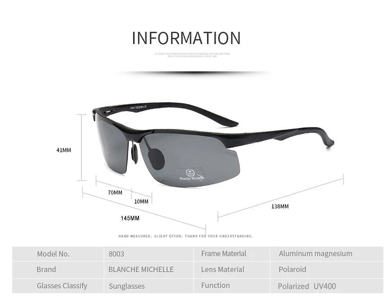 2026 Aluminum Magnesium Men Sunglasses Polarized Sports Driving Night Vision Goggles Sunglass Fishing UV400 Rimless Sun Glasses