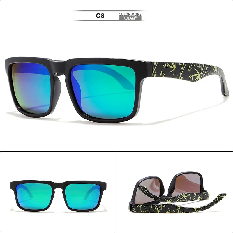KDEAM Eye-catching Function Polarized Sunglasses For Men Matte Black Frame Fit. Painting Temples Play-Cool Sun Glasses With Case
