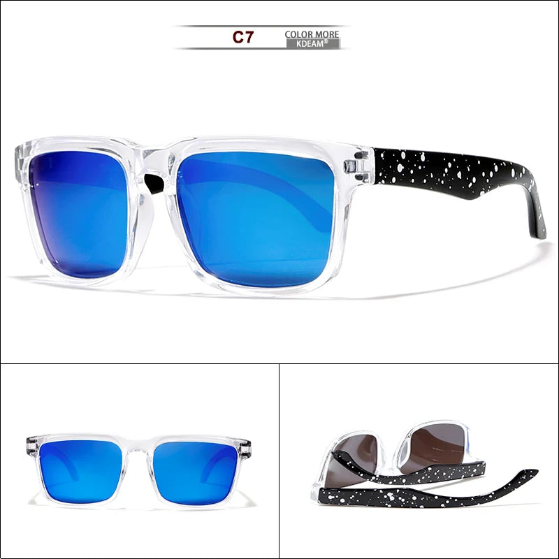 KDEAM Eye-catching Function Polarized Sunglasses For Men Matte Black Frame Fit. Painting Temples Play-Cool Sun Glasses With Case