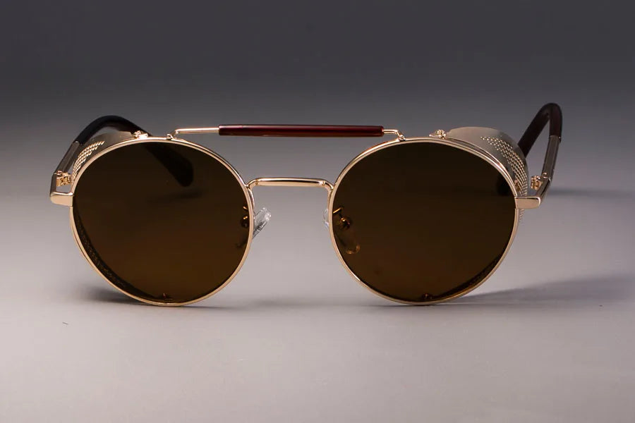 zml14 Retro Round Metal Sunglasses Steampunk Men Women Brand Designer Glasses Oculos De Sol Shades UV Protection