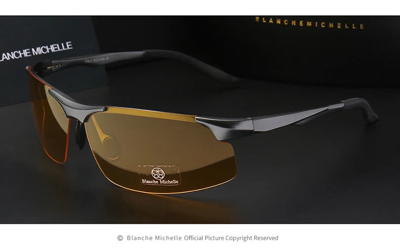 2026 Aluminum Magnesium Men Sunglasses Polarized Sports Driving Night Vision Goggles Sunglass Fishing UV400 Rimless Sun Glasses