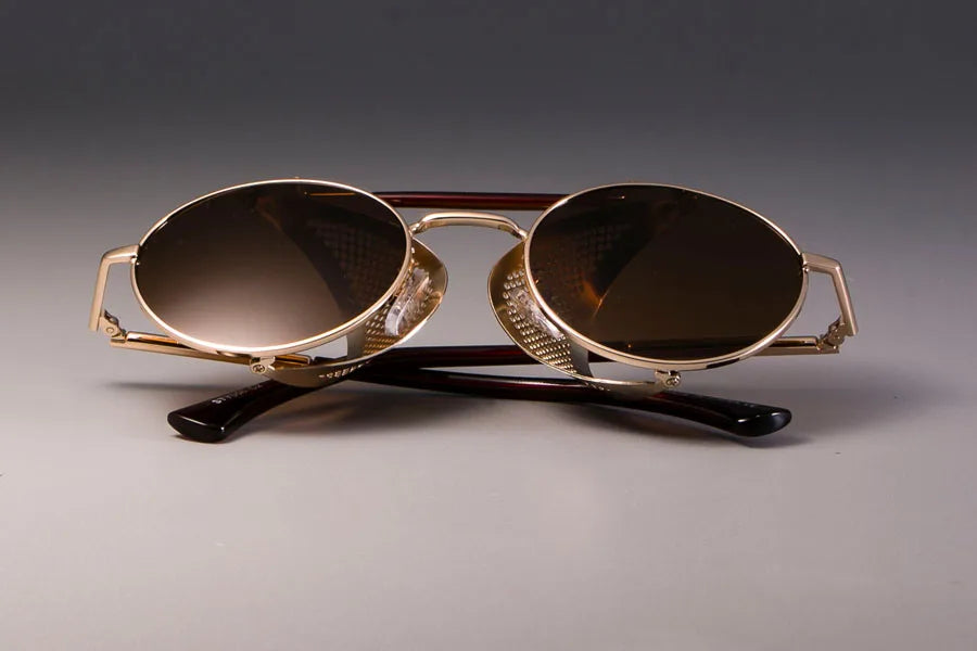 zml14 Retro Round Metal Sunglasses Steampunk Men Women Brand Designer Glasses Oculos De Sol Shades UV Protection