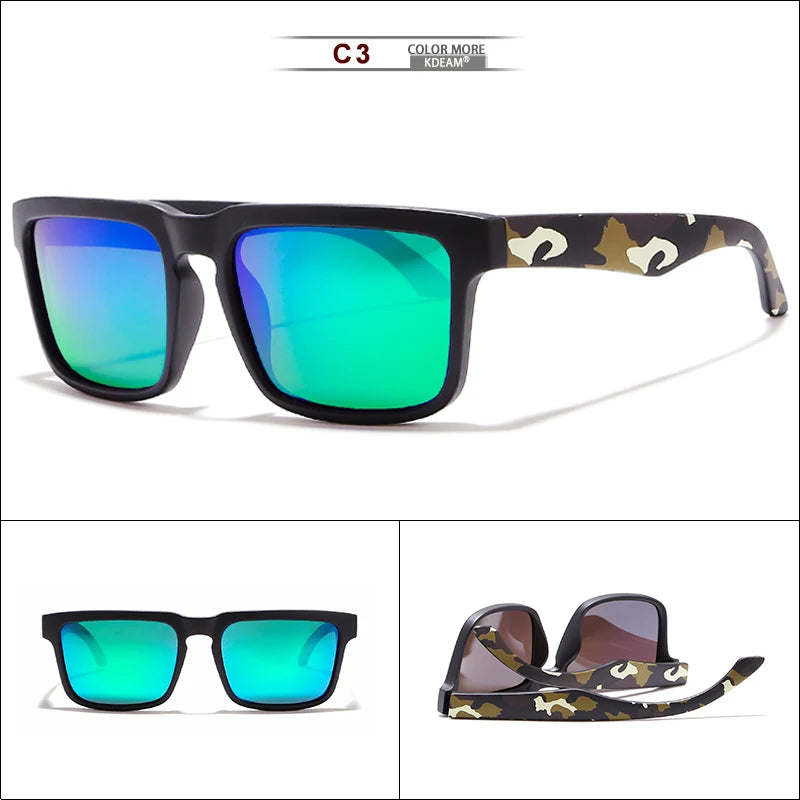 KDEAM Eye-catching Function Polarized Sunglasses For Men Matte Black Frame Fit. Painting Temples Play-Cool Sun Glasses With Case