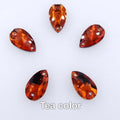 Slim waterdrop shape glass crystal Flatback with two holes 3 sizes colors mix sew on Crystal beads wedding dress diy trim