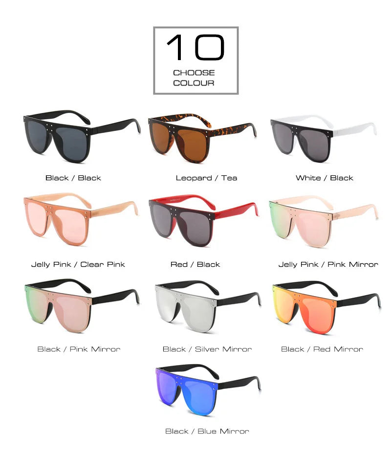 SHAUNA Oversize Retro Rivets Pilot Sunglasses Women Brand Designer Fashion One Piece Mirror Reflective Shades UV400