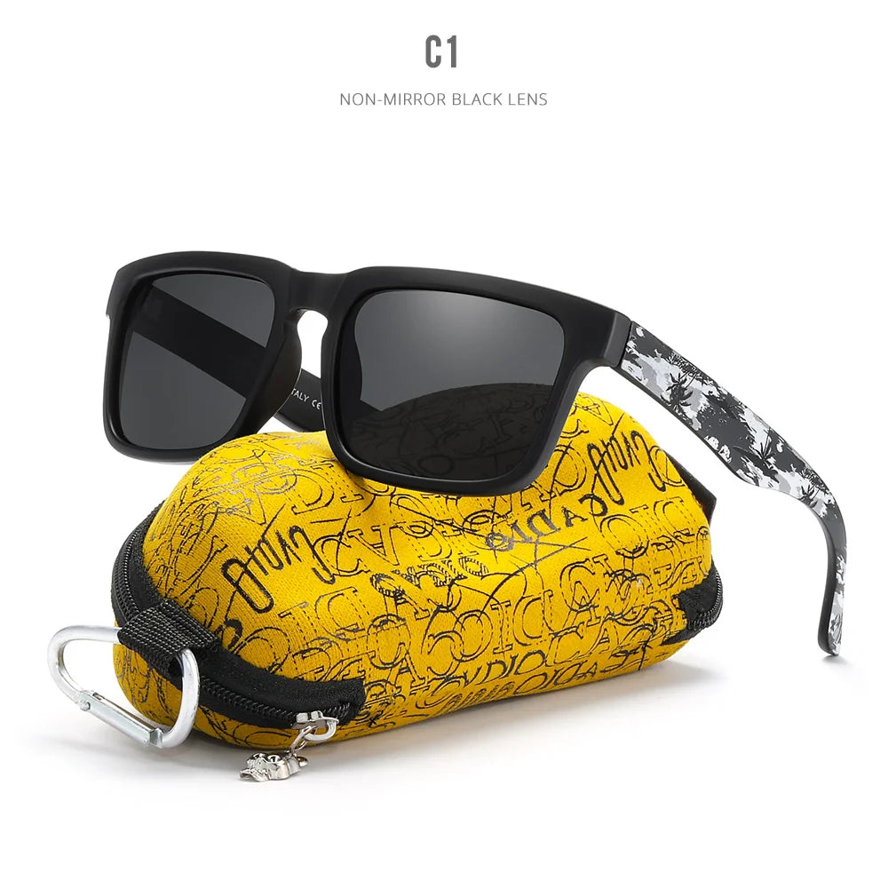 KDEAM Eye-catching Function Polarized Sunglasses For Men Matte Black Frame Fit. Painting Temples Play-Cool Sun Glasses With Case