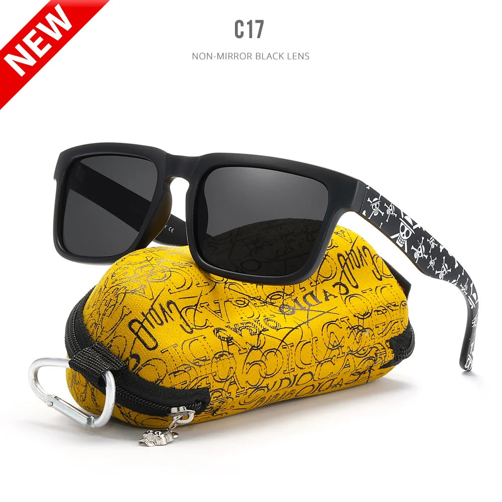 KDEAM Eye-catching Function Polarized Sunglasses For Men Matte Black Frame Fit. Painting Temples Play-Cool Sun Glasses With Case