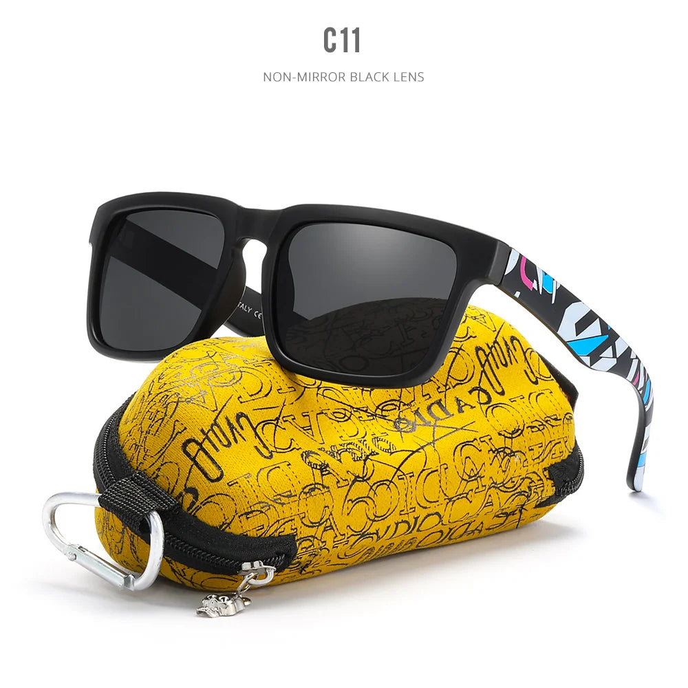 KDEAM Eye-catching Function Polarized Sunglasses For Men Matte Black Frame Fit. Painting Temples Play-Cool Sun Glasses With Case