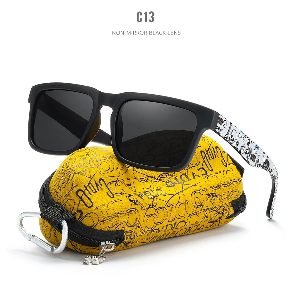 KDEAM Eye-catching Function Polarized Sunglasses For Men Matte Black Frame Fit. Painting Temples Play-Cool Sun Glasses With Case
