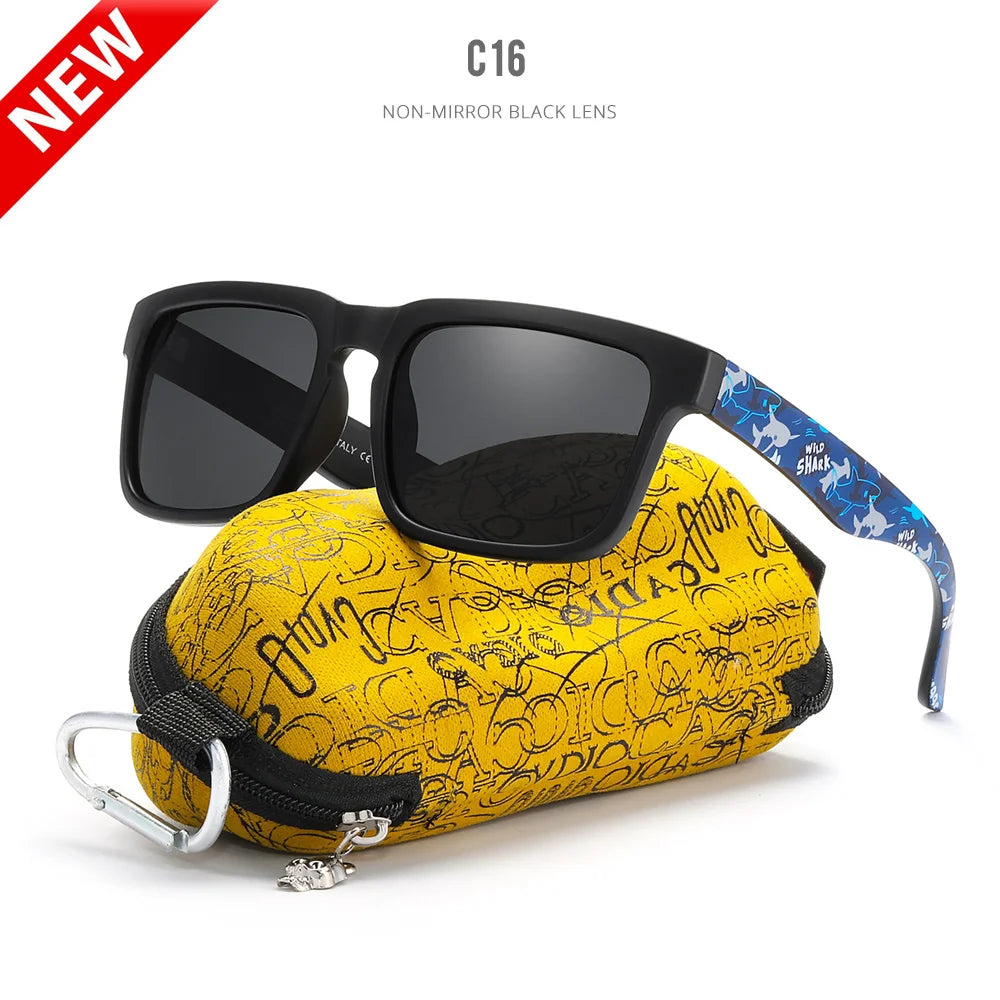 KDEAM Eye-catching Function Polarized Sunglasses For Men Matte Black Frame Fit. Painting Temples Play-Cool Sun Glasses With Case