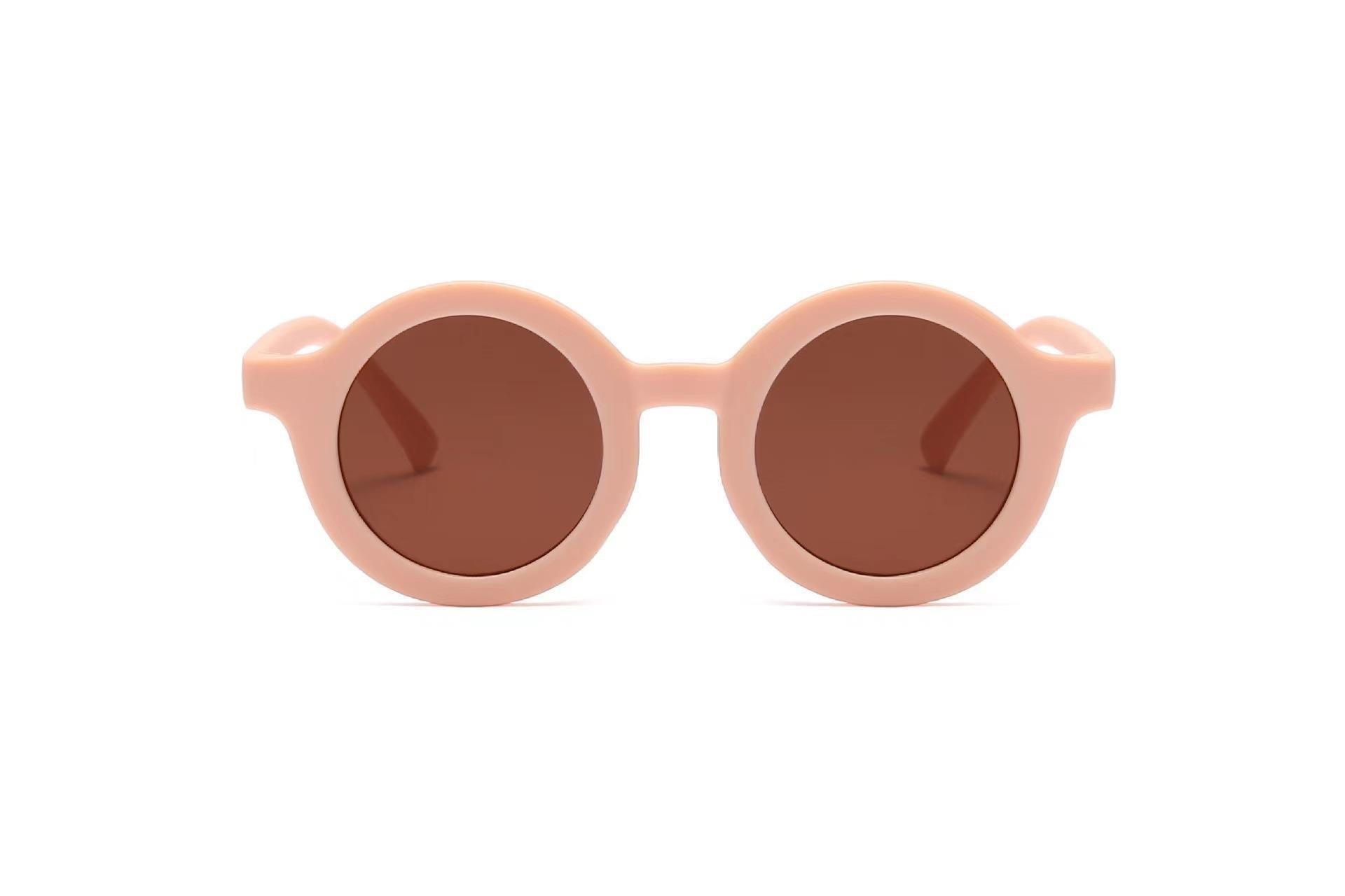 2023Ins Kidsren's Sunglasses Retro Boys and Girls Kidsren's Sunglasses Ready-Made Baby Round Frame Sunglasses