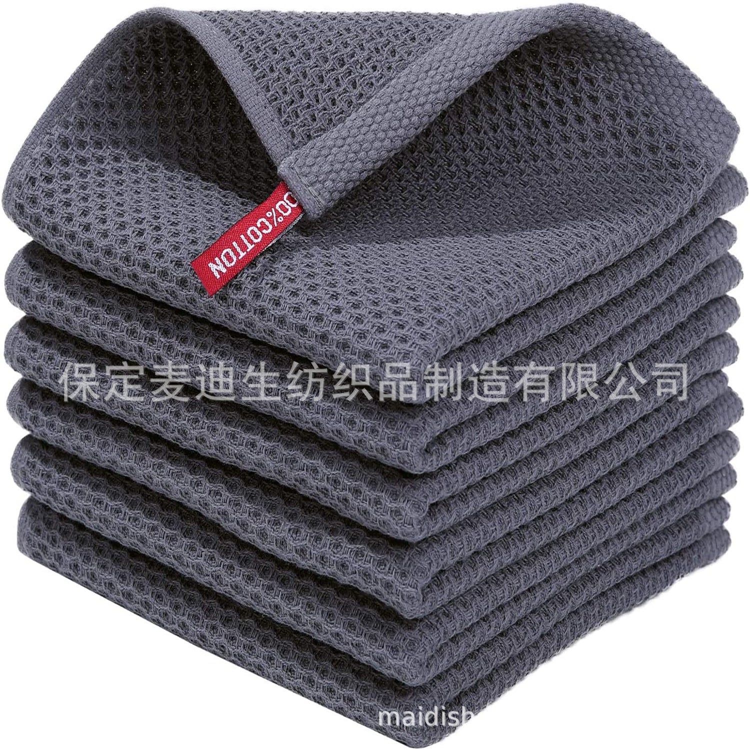 Cross-border Amazon pure cotton honeycomb kitchen dishwashing square towel can be suit with hook waffle square towel generation sticker code