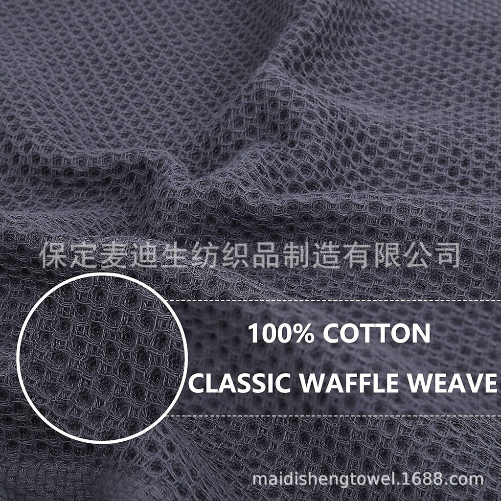 Cross-border Amazon pure cotton honeycomb kitchen dishwashing square towel can be suit with hook waffle square towel generation sticker code