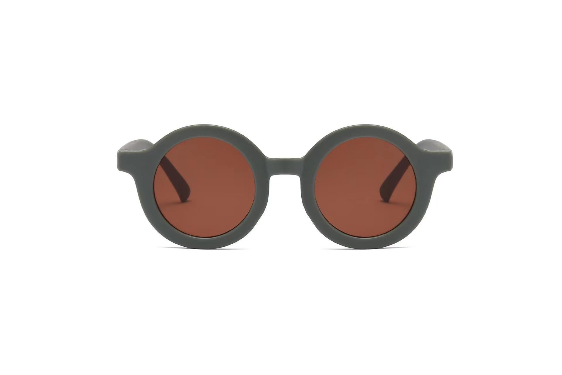 2023Ins Kidsren's Sunglasses Retro Boys and Girls Kidsren's Sunglasses Ready-Made Baby Round Frame Sunglasses