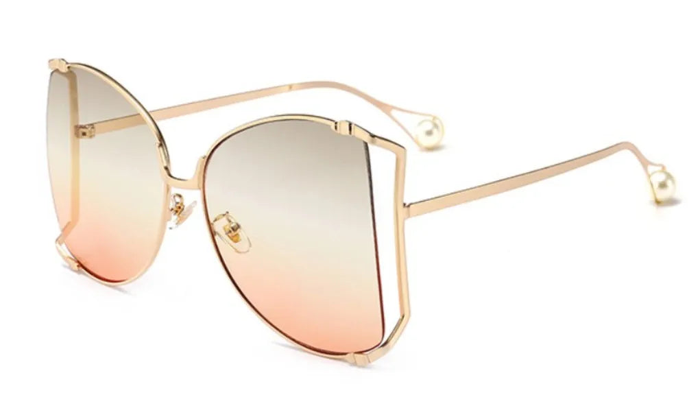 45476 Oversize Square Sunglasses Women Metal Frame Fashion Luxury Hollow Frame Brand Sunglasses Female Gradient Shades
