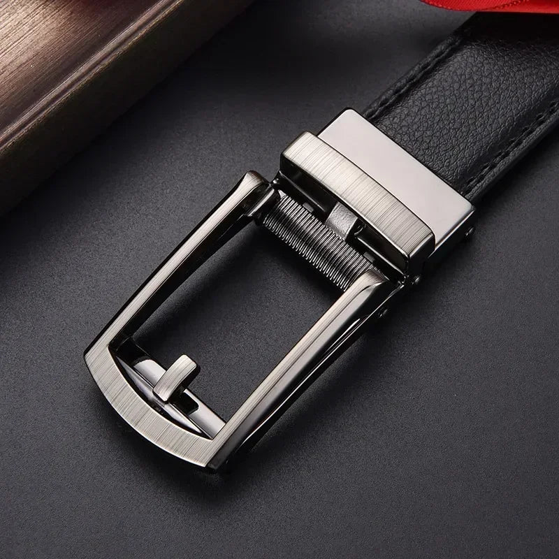 Men's Automatic Click Belt - Luxury Designer PU Leather with Alloy Buckle for Jeans & Business Wear