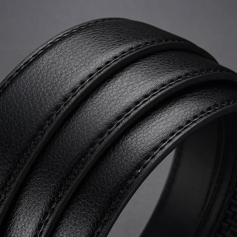 Men's Automatic Click Belt - Luxury Designer PU Leather with Alloy Buckle for Jeans & Business Wear
