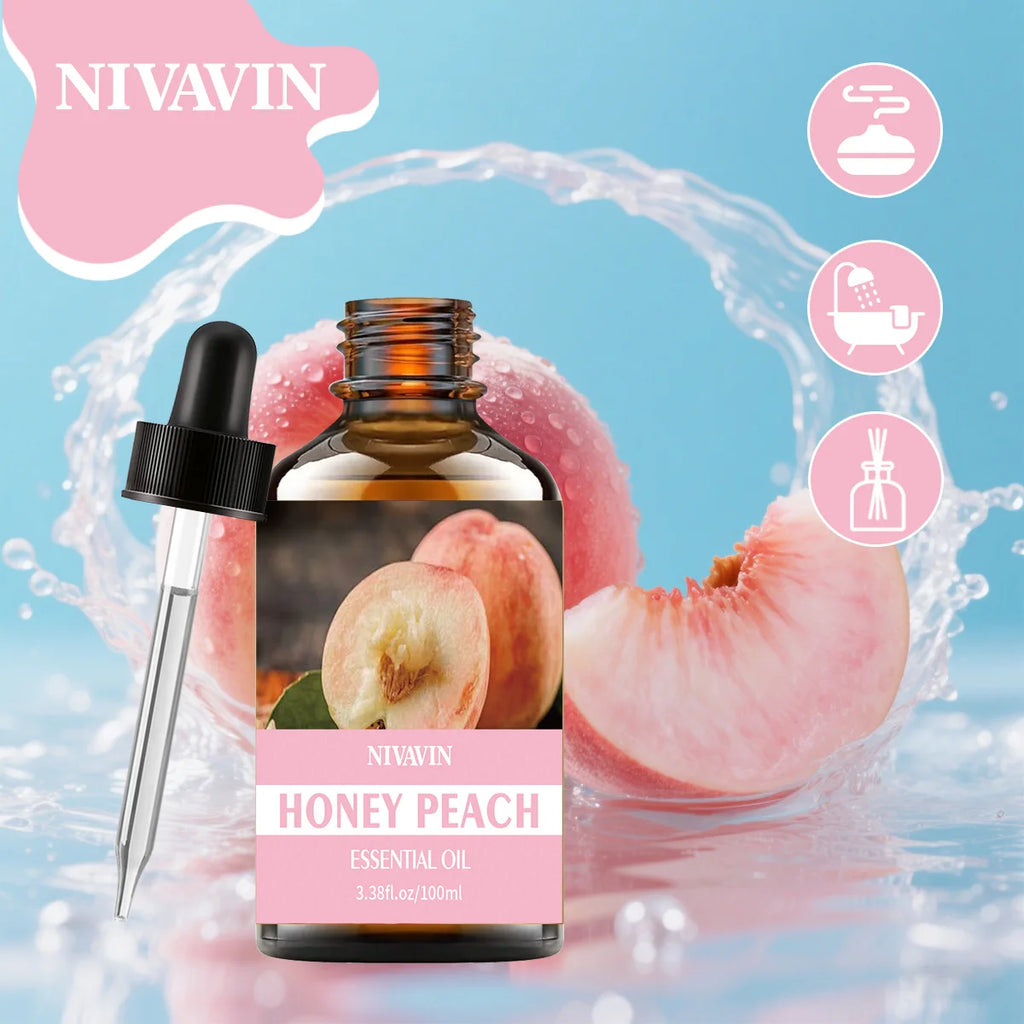 30ml/60ml/100ml peach essential oil is suitable for facial hydration, moisturizing, hair care, skin care, and perfume making