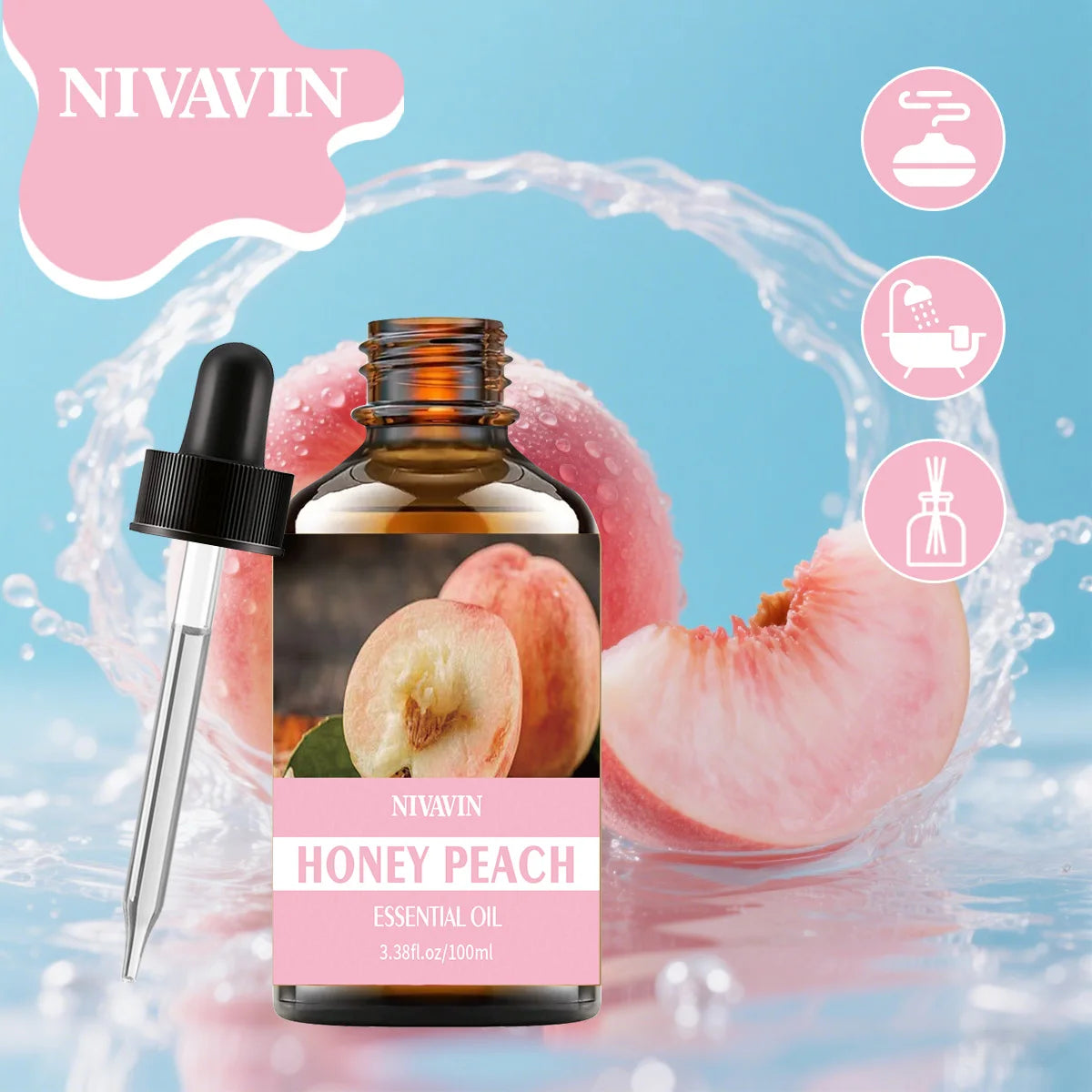 30ml/60ml/100ml peach essential oil is suitable for facial hydration, moisturizing, hair care, skin care, and perfume making