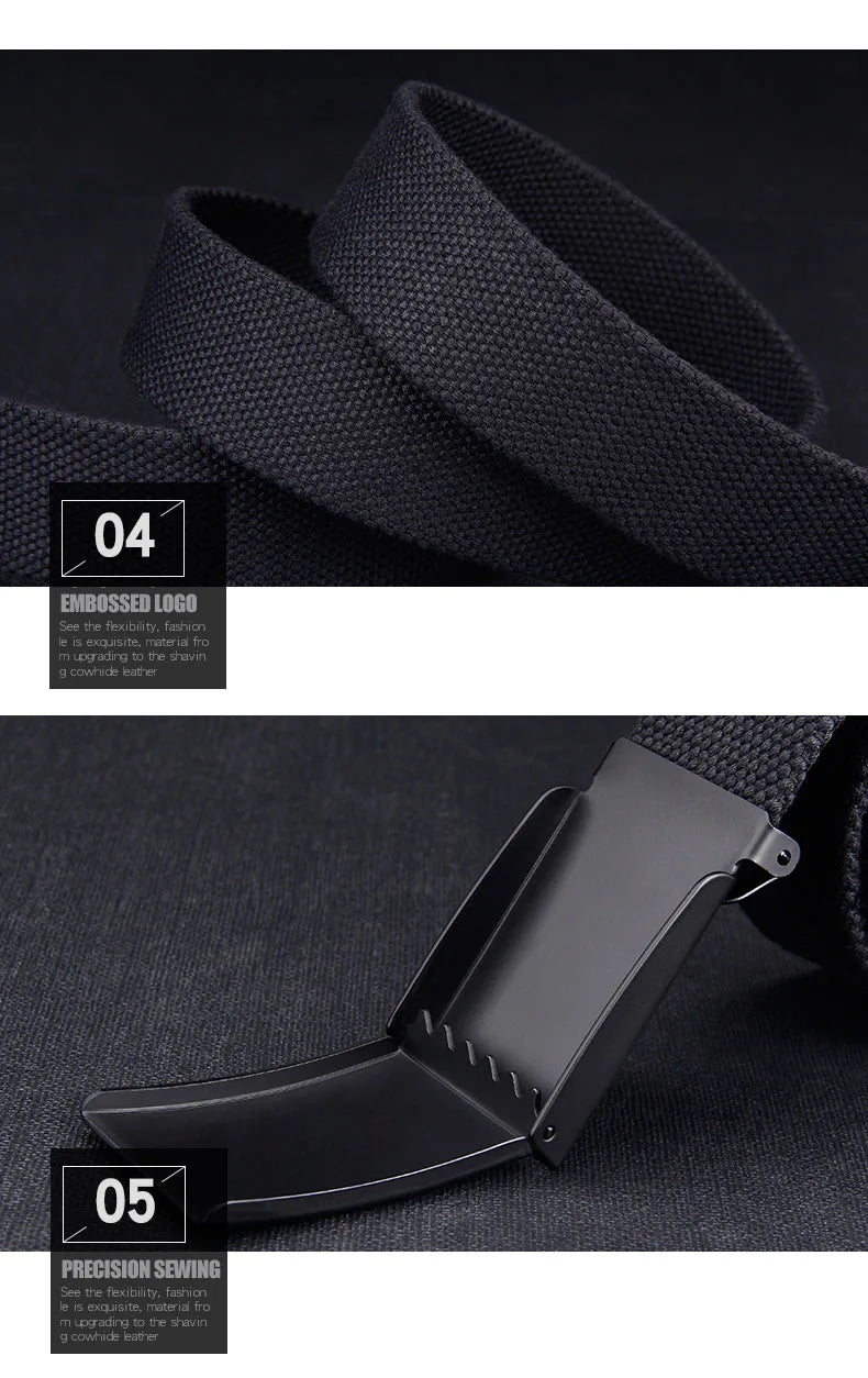 Canvas Nylon Belts Men Black Automatic Buckle Unisex Women Large Big Size Jeans Belts Plus LONG Extra Size 160 150 140 130cm