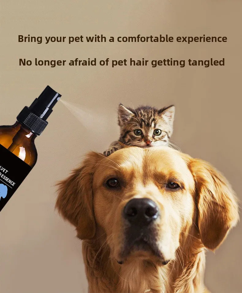 Pet Hair Care Spray Anti-Static Shiny No-Wash Detangling Essential Oil Deodorizing